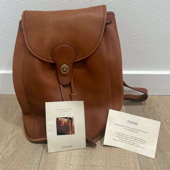 EUC~ Coach~ Vintage English Tan Backpack~ Large - Picture 1 of 5